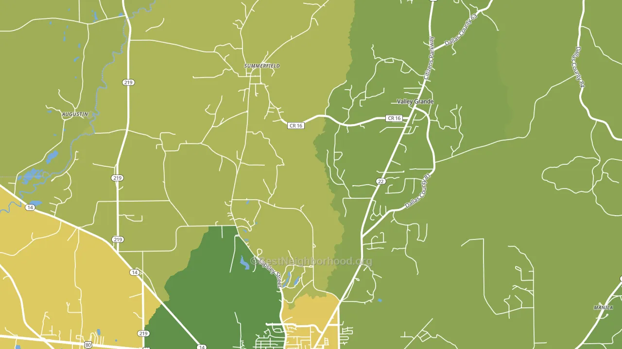 Valley Grande, AL block-group voter-turnout map