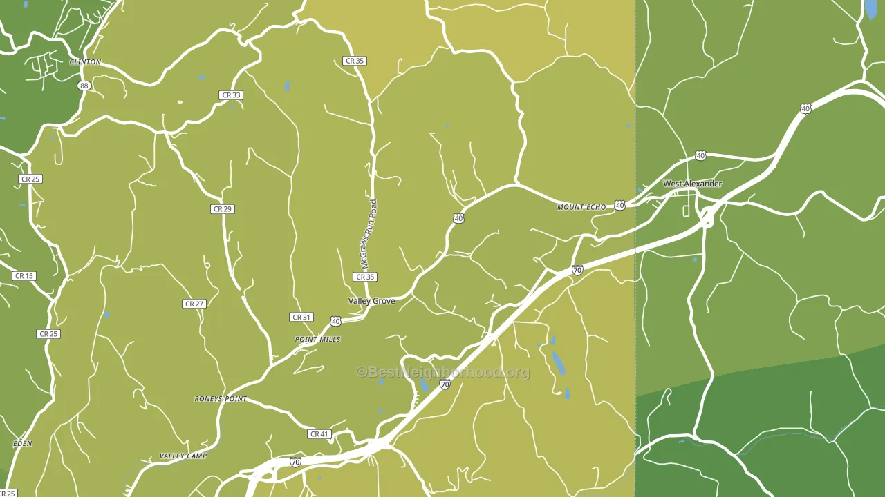 Valley Grove, WV block-group voter-turnout map