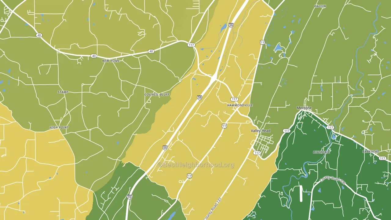 Valley Head, AL block-group voter-turnout map