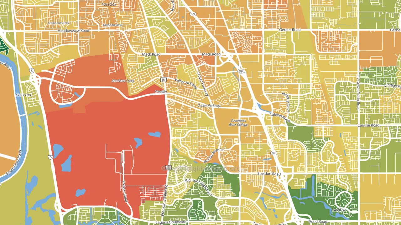 Valley High-North Laguna, Sacramento, CA block-group voter-turnout map