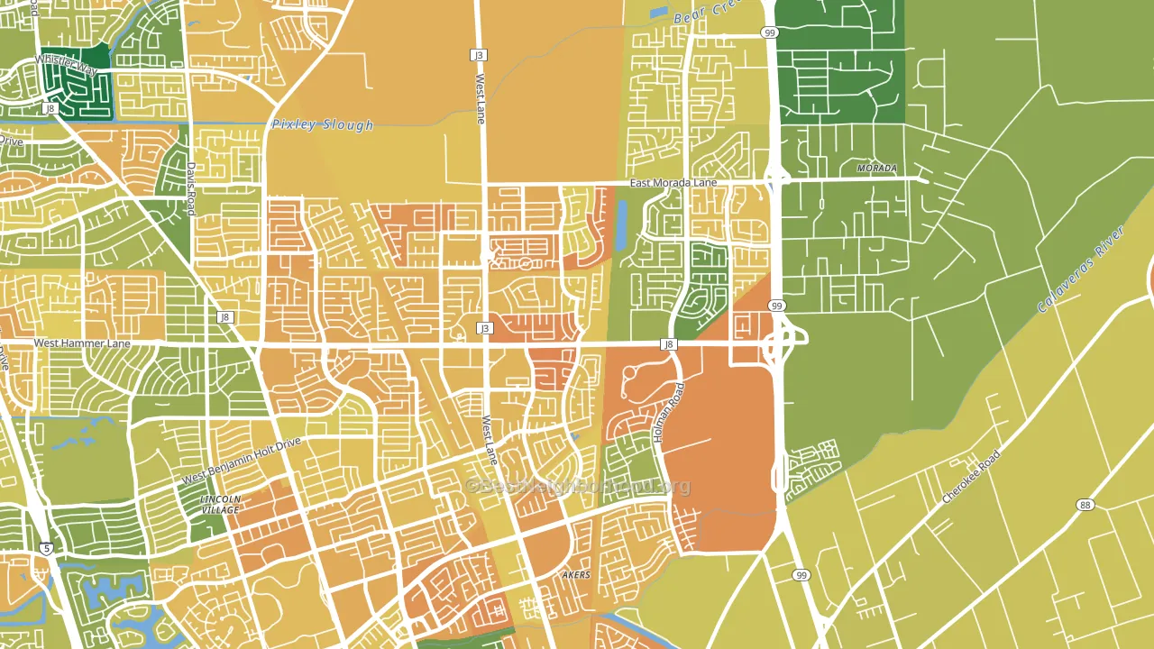 Valley Oak, Stockton, CA block-group voter-turnout map