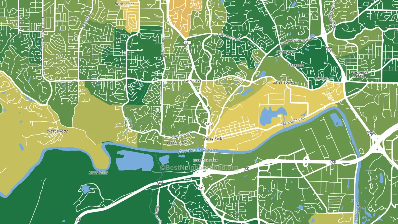 Valley Park, MO block-group voter-turnout map