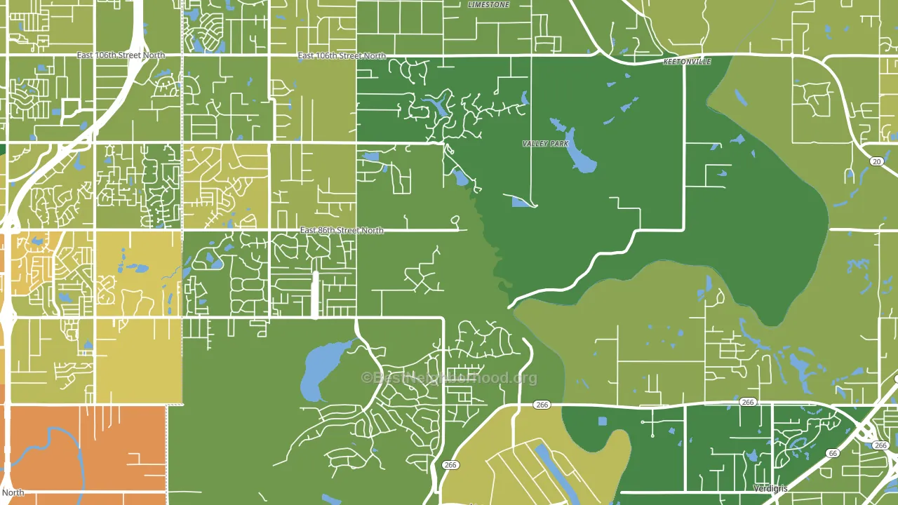 Valley Park, OK block-group voter-turnout map