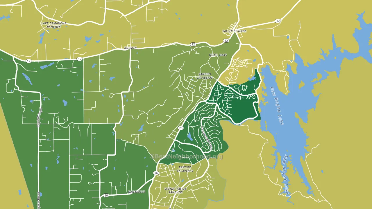 Valley Springs, CA block-group voter-turnout map