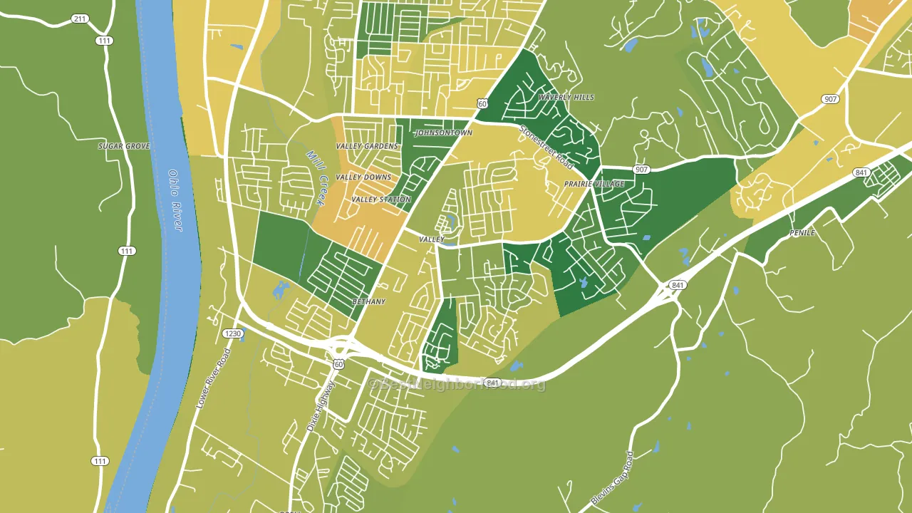 Valley Station, Louisville, KY block-group voter-turnout map