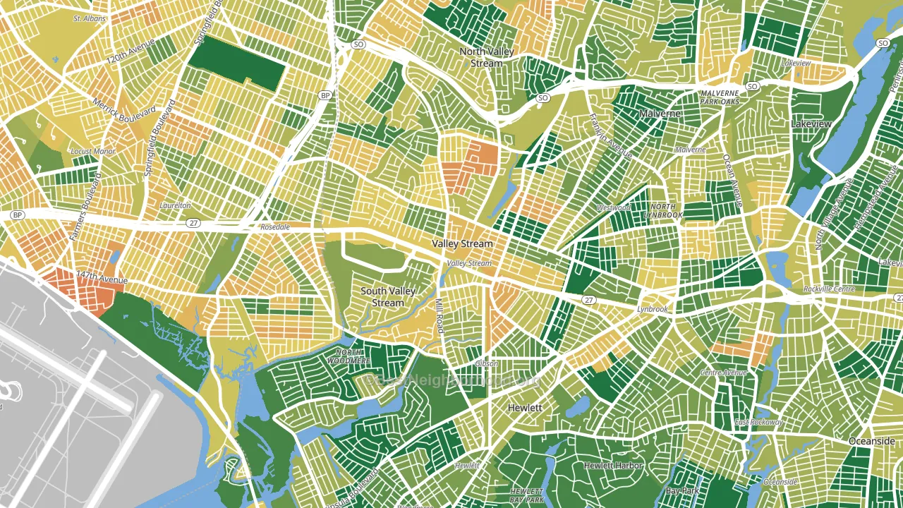 Valley Stream, NY block-group voter-turnout map