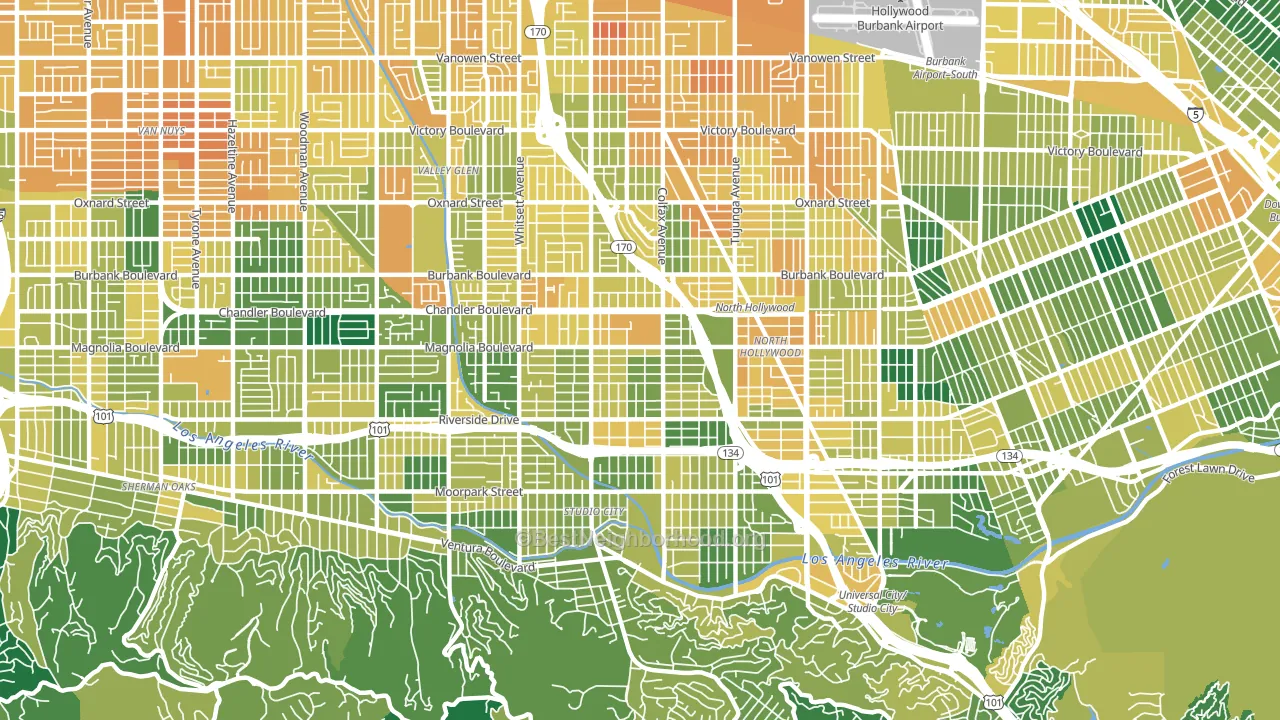 Valley Village, CA block-group voter-turnout map