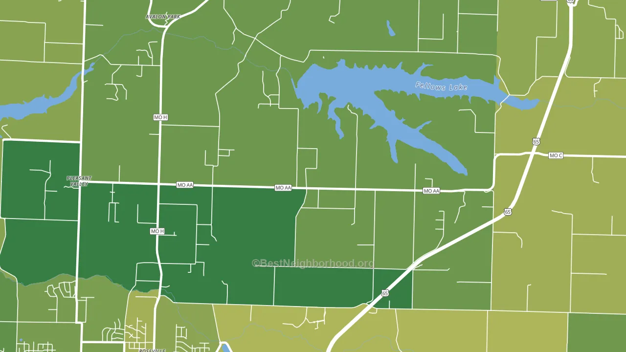 Valley Water Mills, MO block-group voter-turnout map