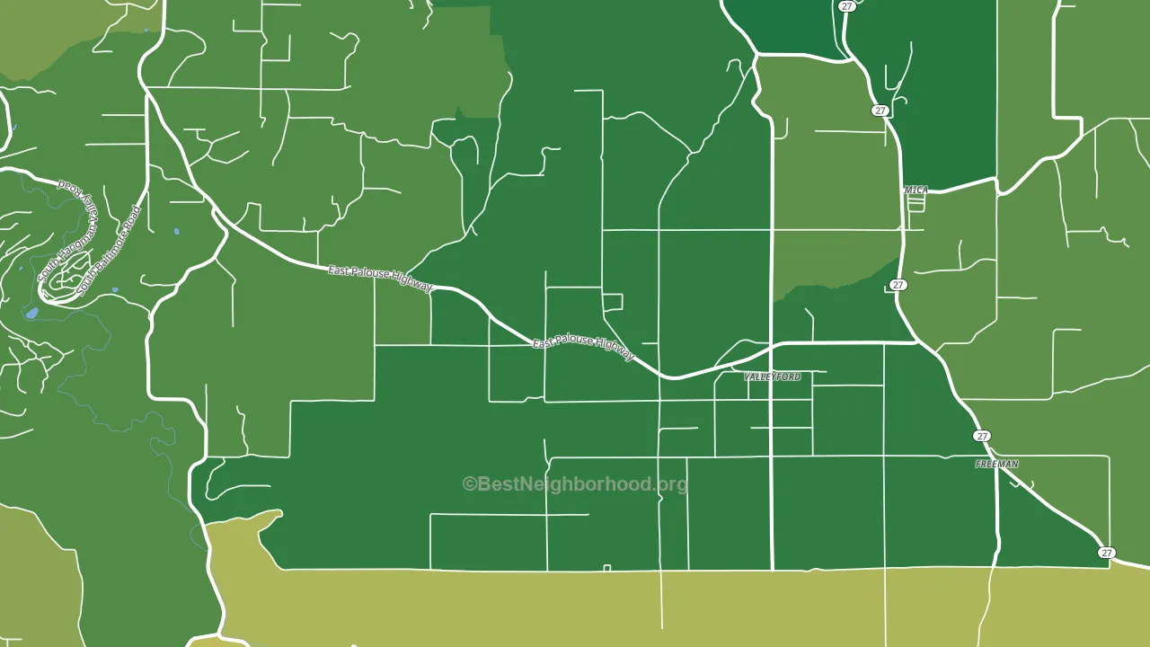 Valleyford, WA block-group voter-turnout map