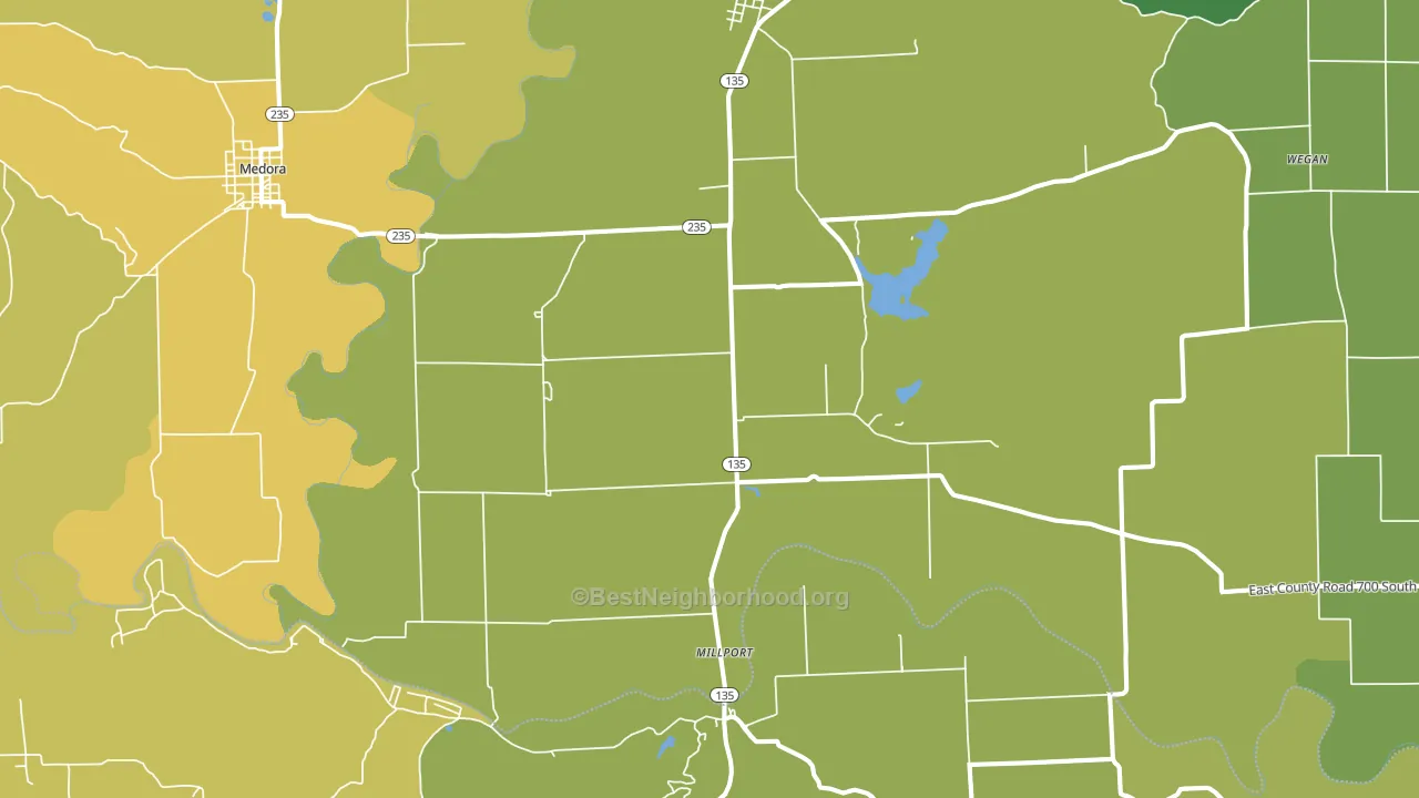 Vallonia, IN block-group voter-turnout map