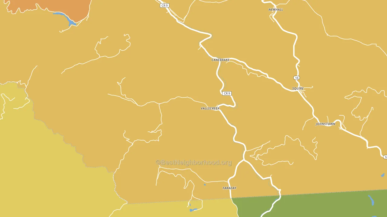 Vallscreek, WV block-group voter-turnout map