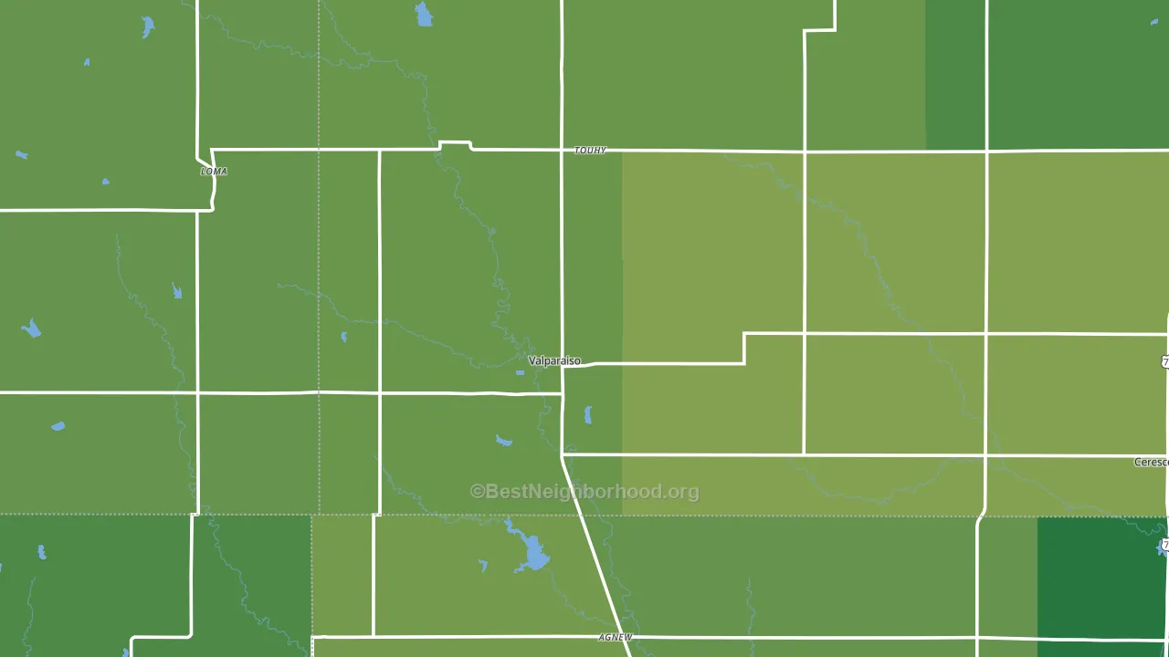 Valparaiso, NE block-group voter-turnout map