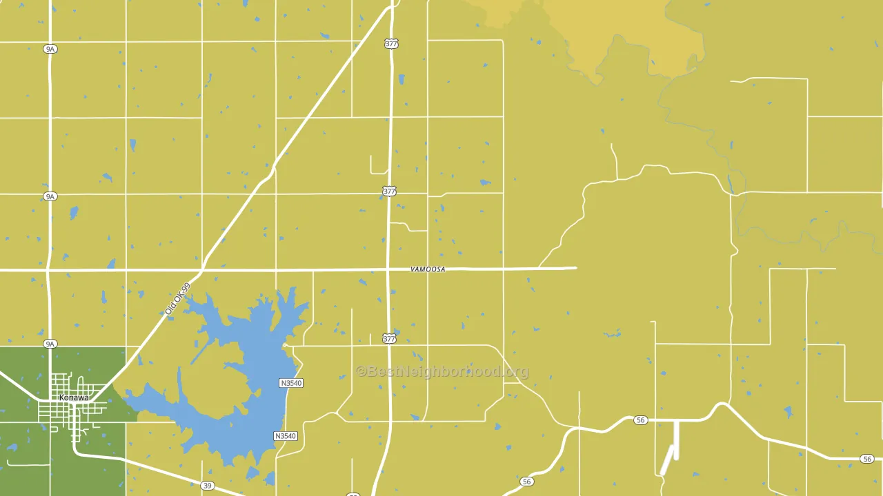 Vamoosa, OK block-group voter-turnout map
