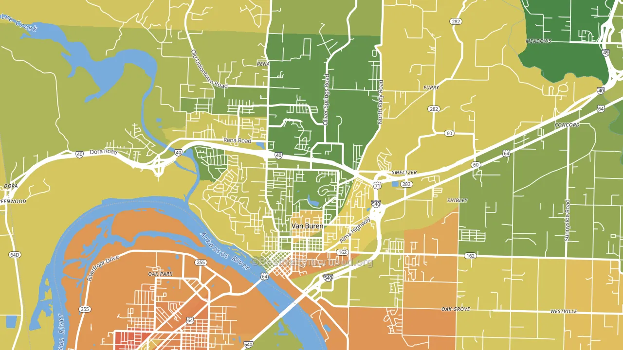 Van Buren, AR block-group voter-turnout map