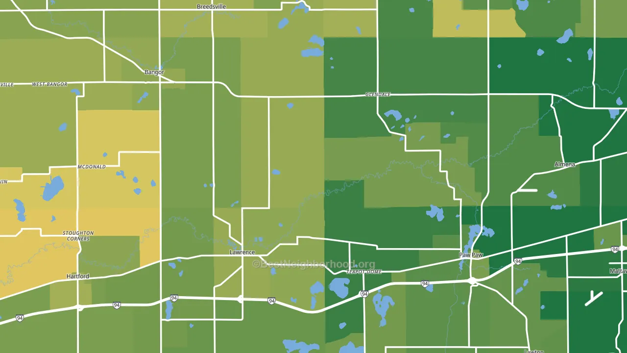 Van Buren County, MI block-group voter-turnout map