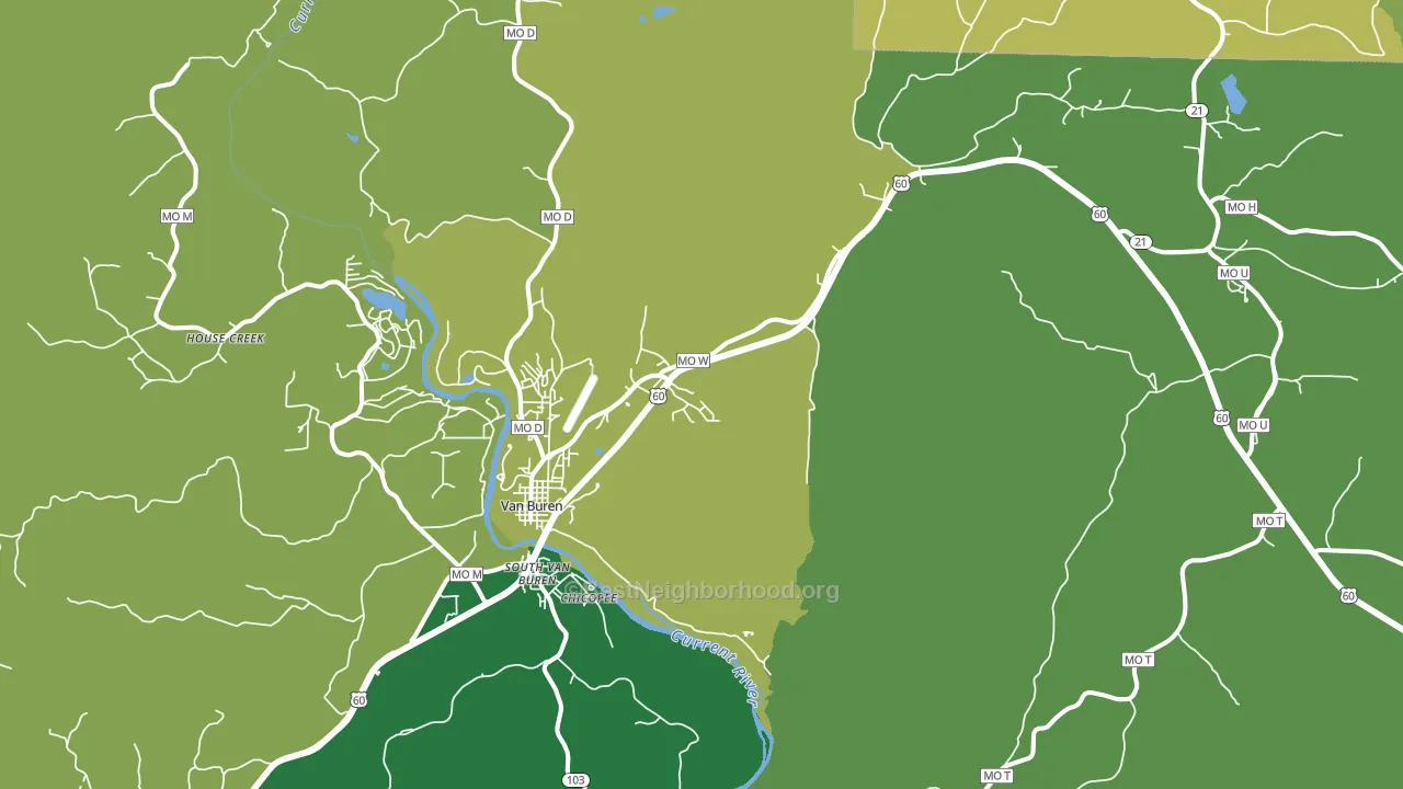 Van Buren, MO block-group voter-turnout map