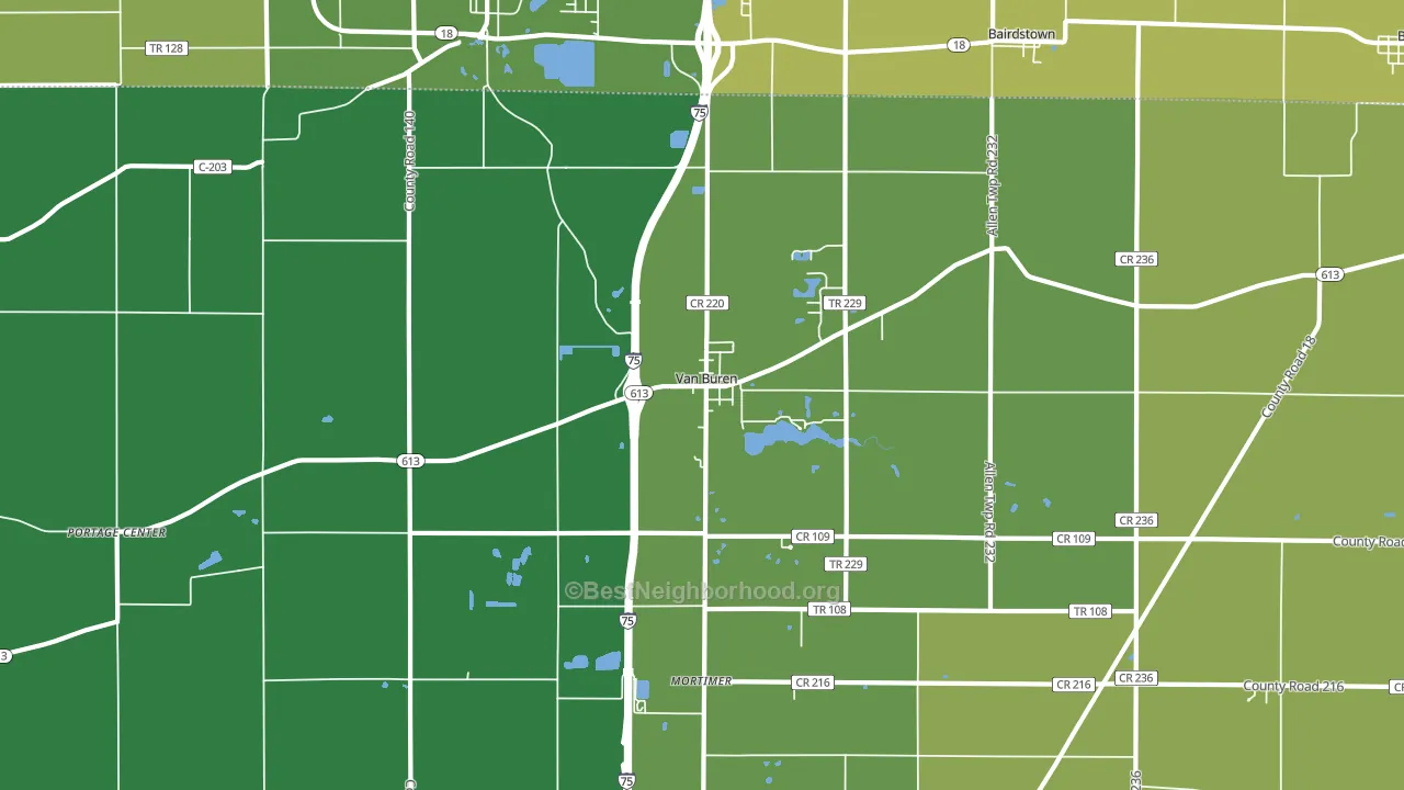 Van Buren, OH block-group voter-turnout map