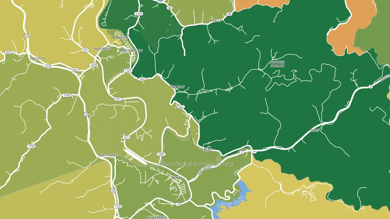 Van Lear, KY block-group voter-turnout map