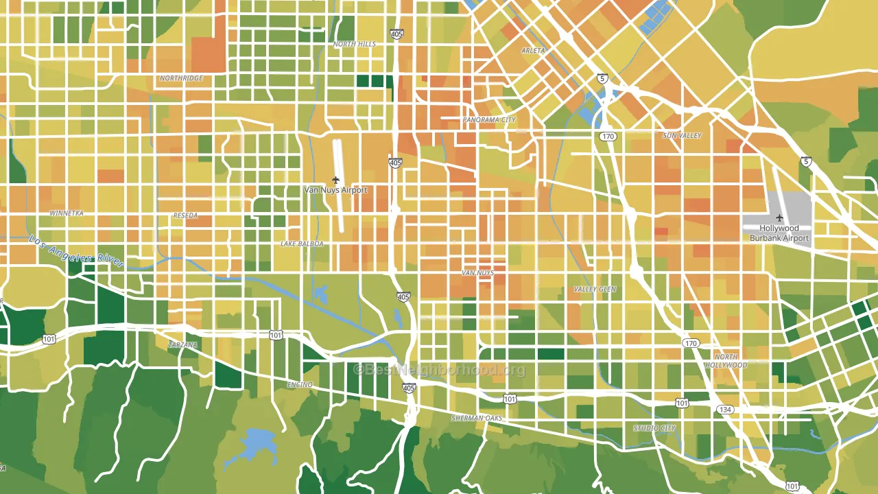 Van Nuys, CA block-group voter-turnout map