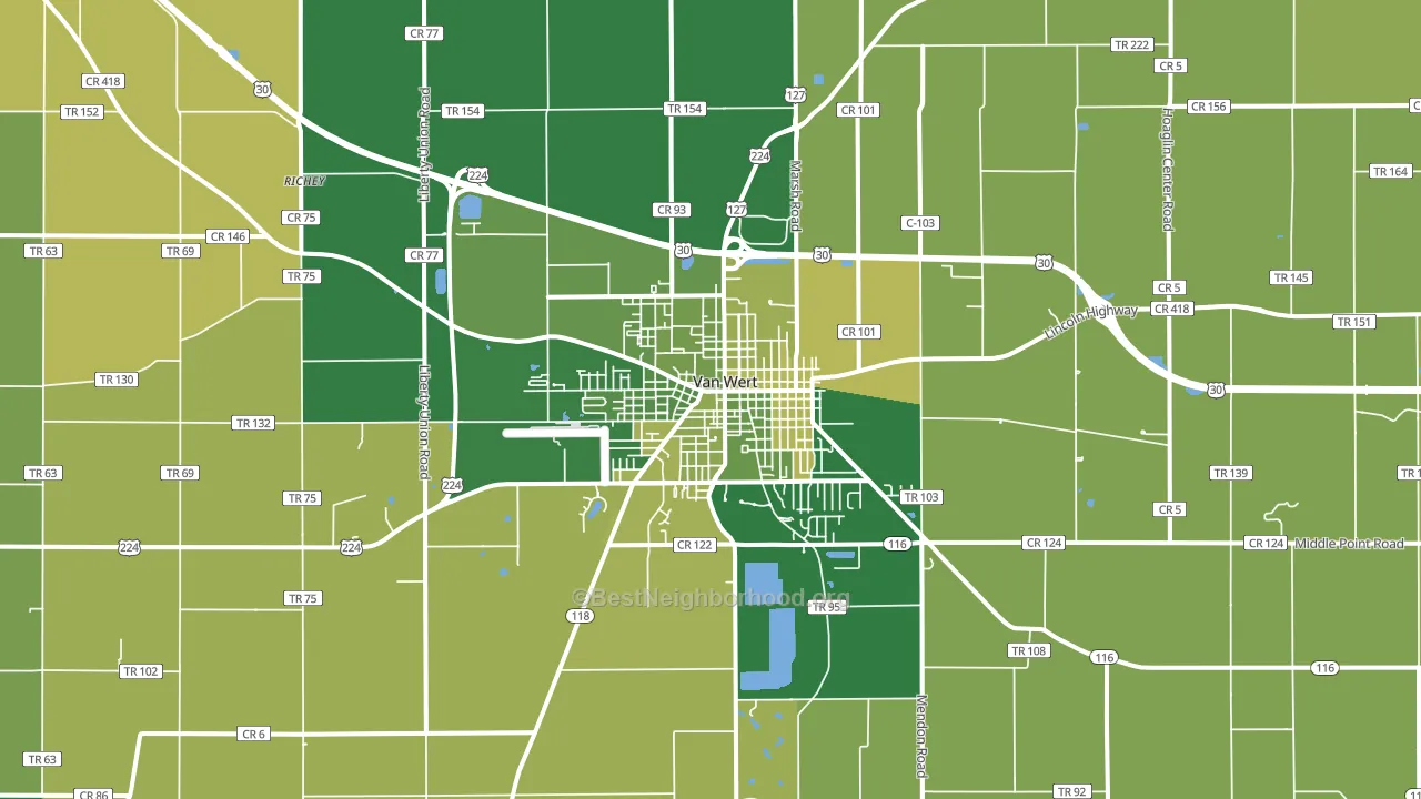 Van Wert, OH block-group voter-turnout map