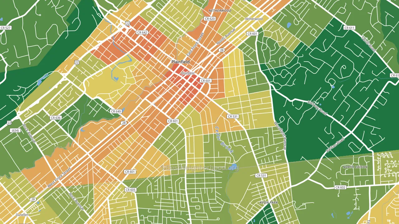 Van Wyck Brooks Historic District, Plainfield, NJ block-group voter-turnout map