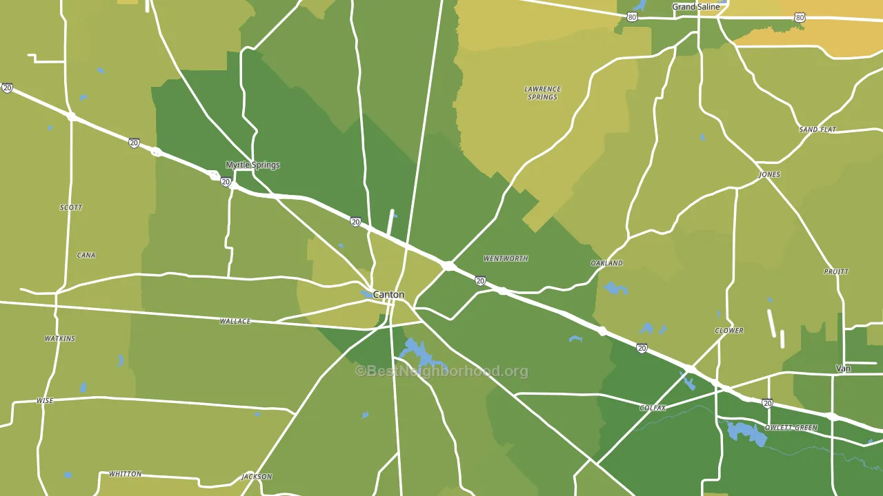 Van Zandt County, TX block-group voter-turnout map
