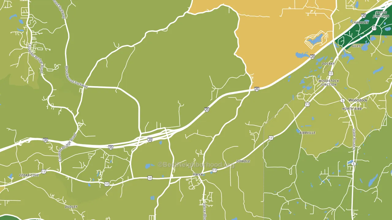 Vance, AL block-group voter-turnout map