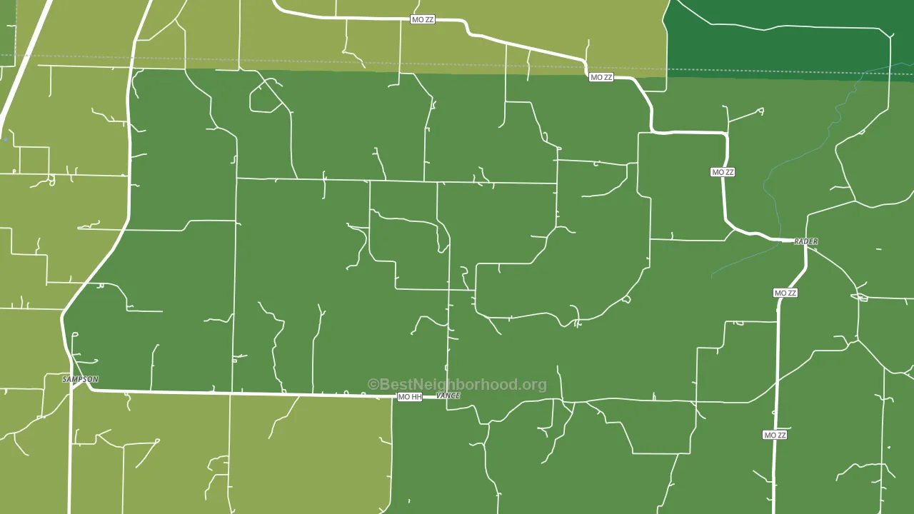 Vance, MO block-group voter-turnout map