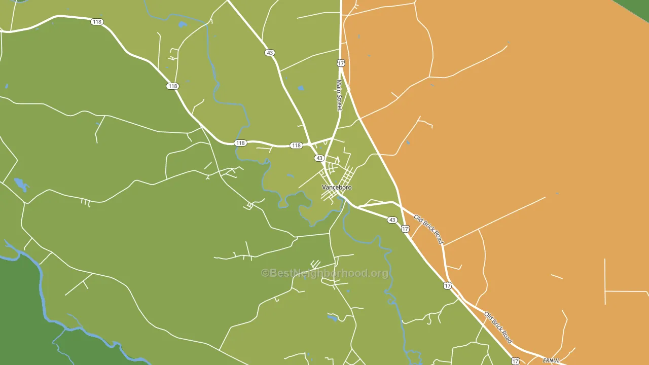 Vanceboro, NC block-group voter-turnout map