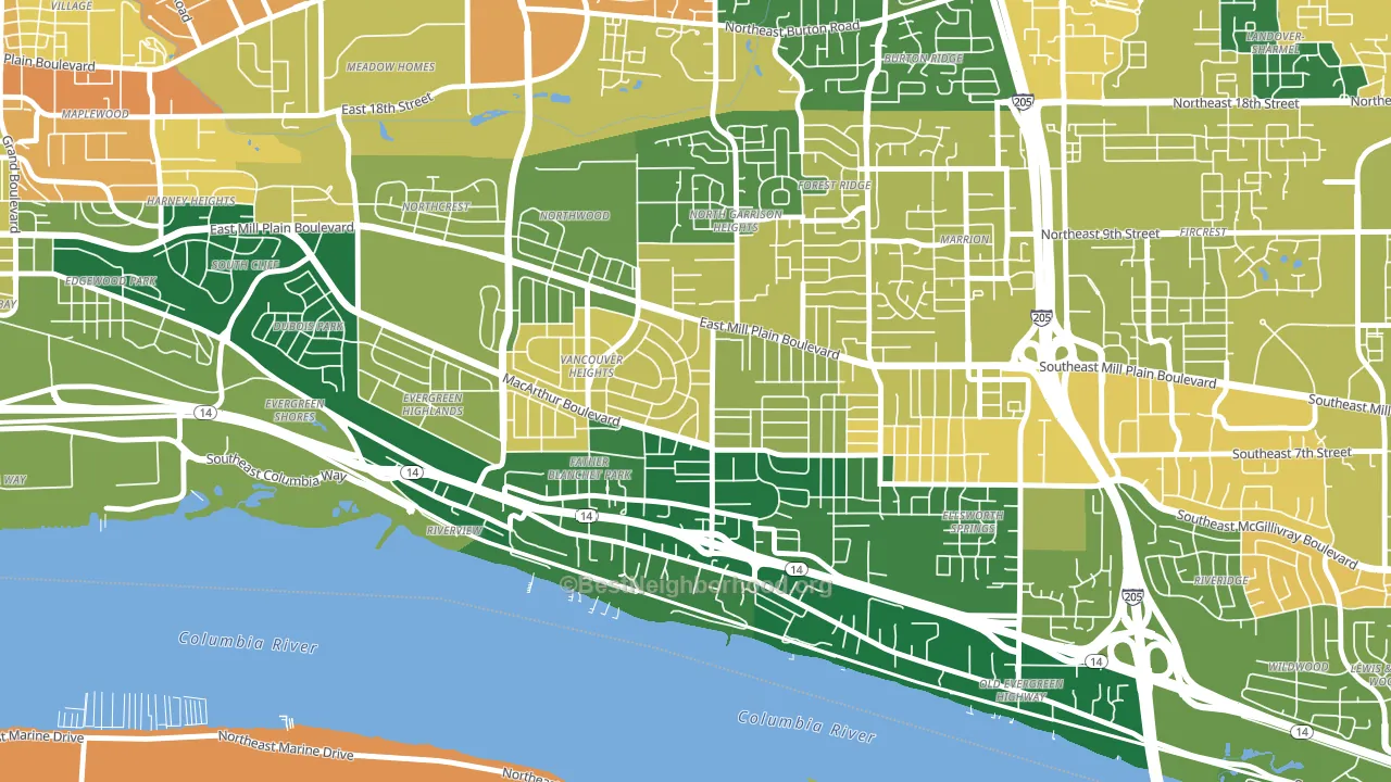 Vancouver Heights, Vancouver, WA block-group voter-turnout map