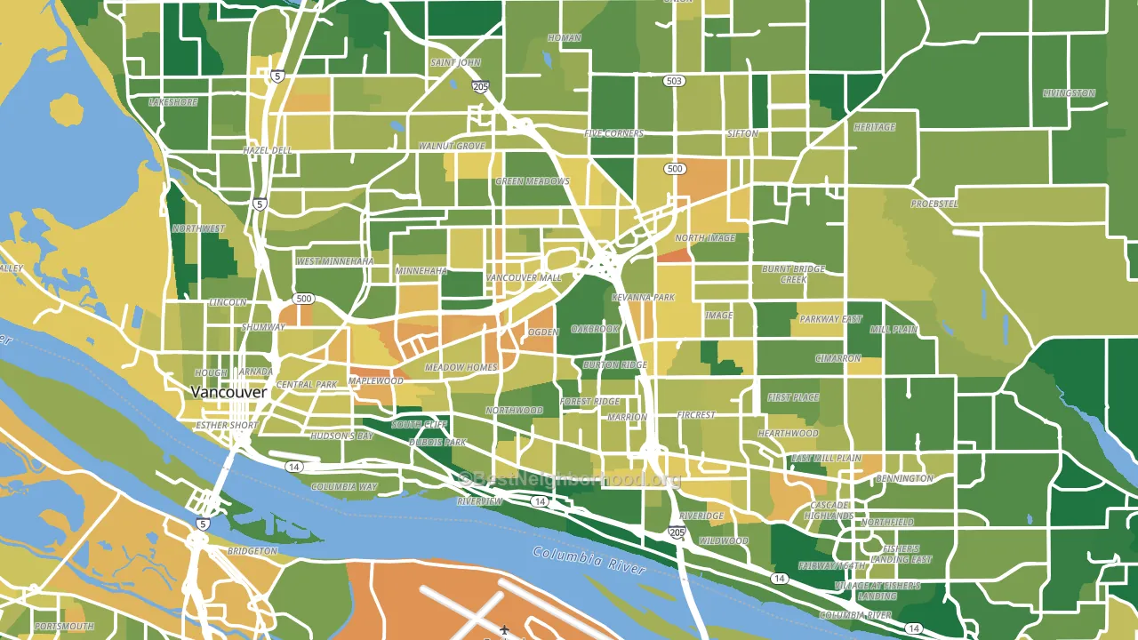 Vancouver, WA block-group voter-turnout map