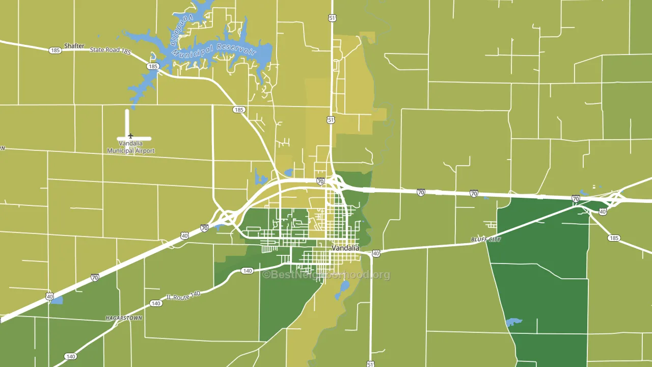 Vandalia, IL block-group voter-turnout map