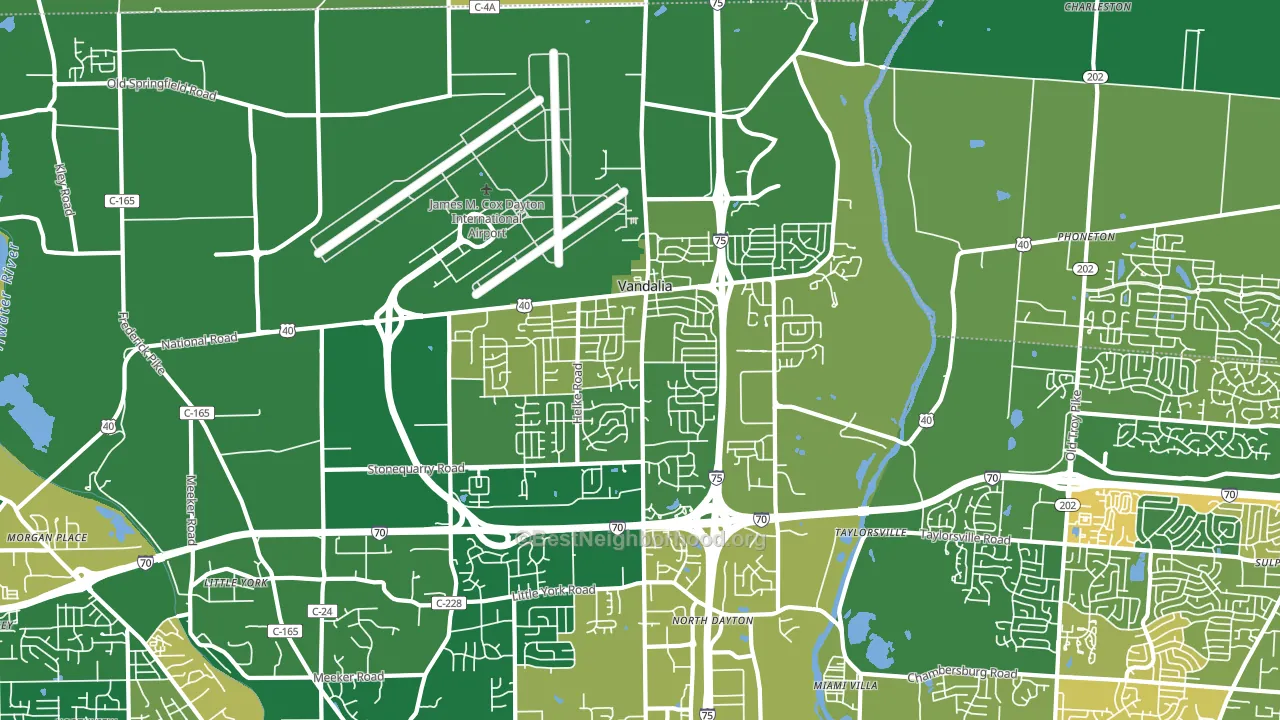 Vandalia, OH block-group voter-turnout map