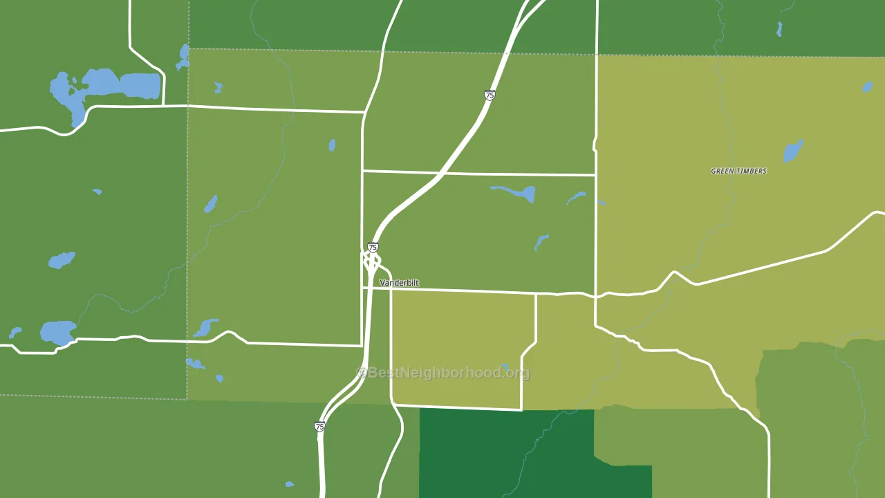 Vanderbilt, MI block-group voter-turnout map