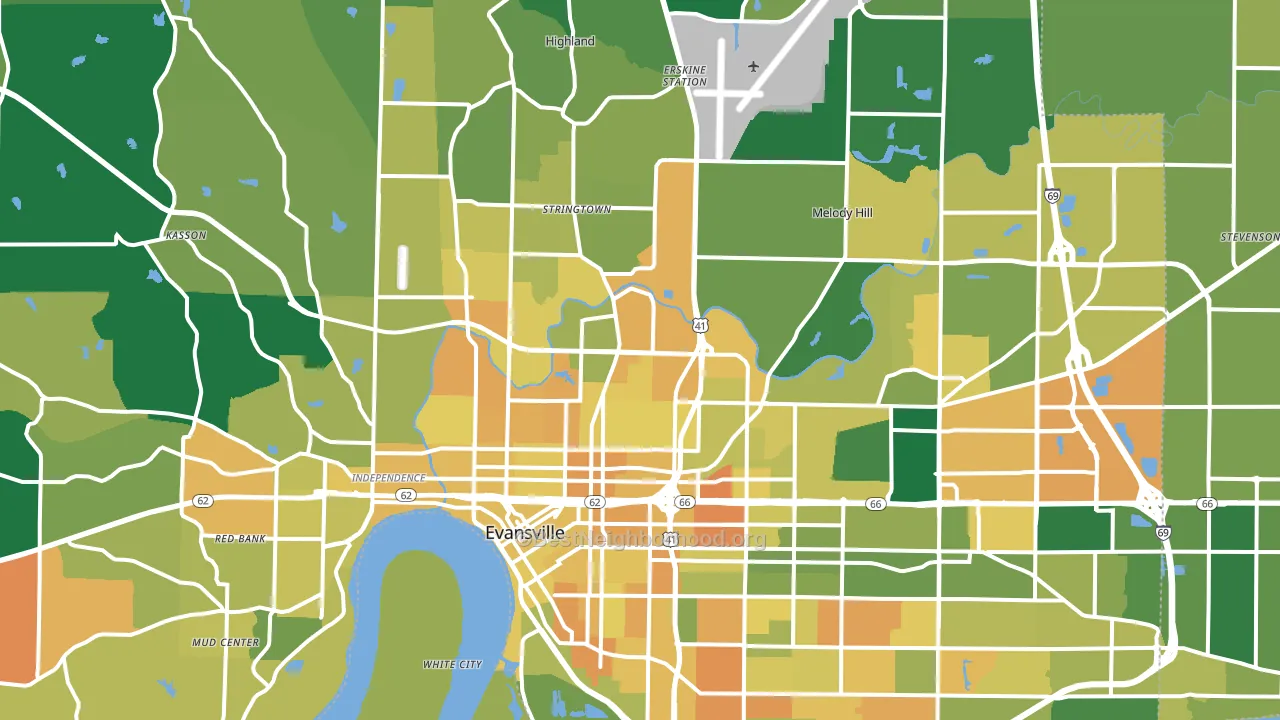Vanderburgh County, IN block-group voter-turnout map