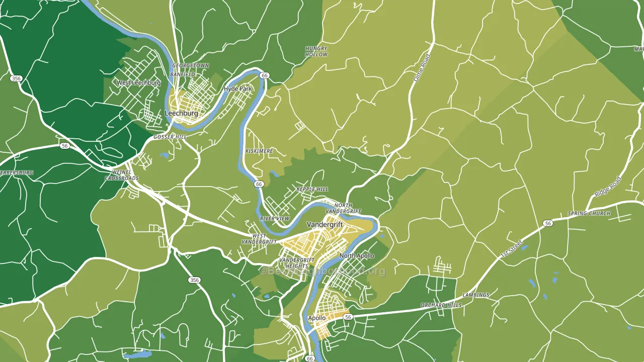 Vandergrift, PA block-group voter-turnout map