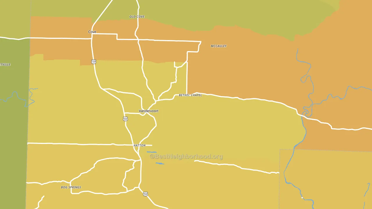 Vandervoort, AR block-group voter-turnout map