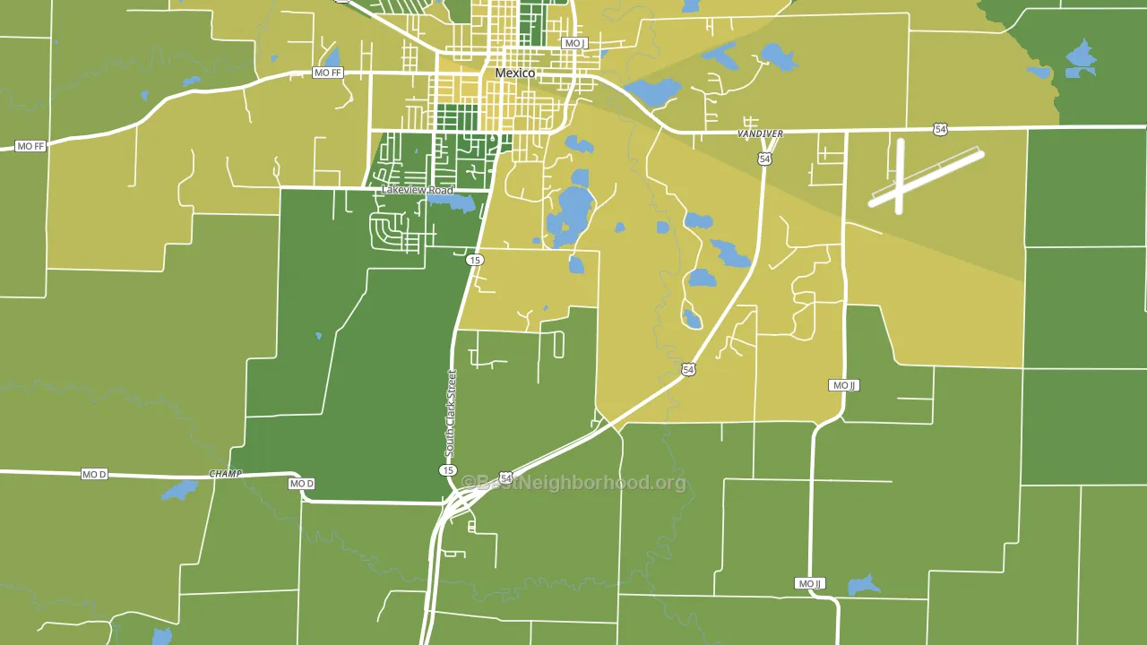 Vandiver, MO block-group voter-turnout map
