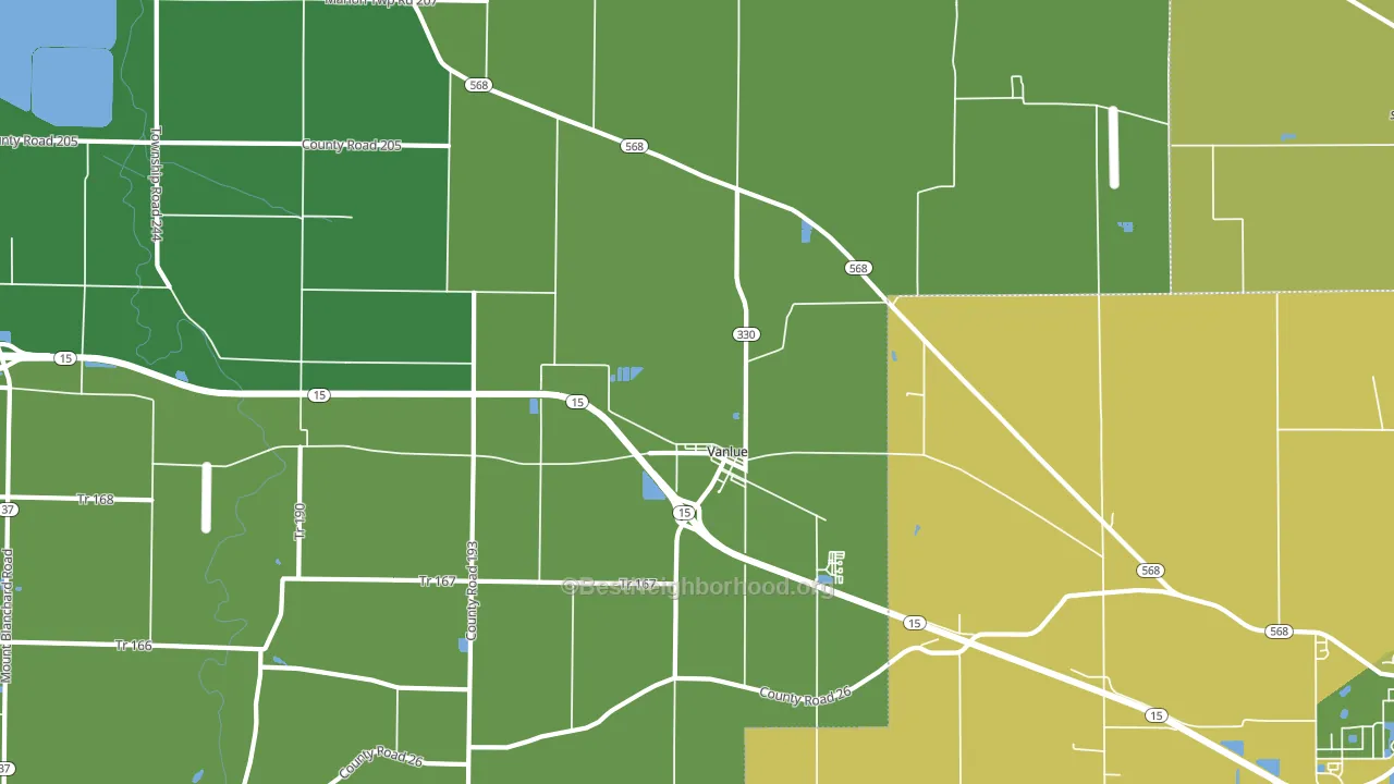 Vanlue, OH block-group voter-turnout map
