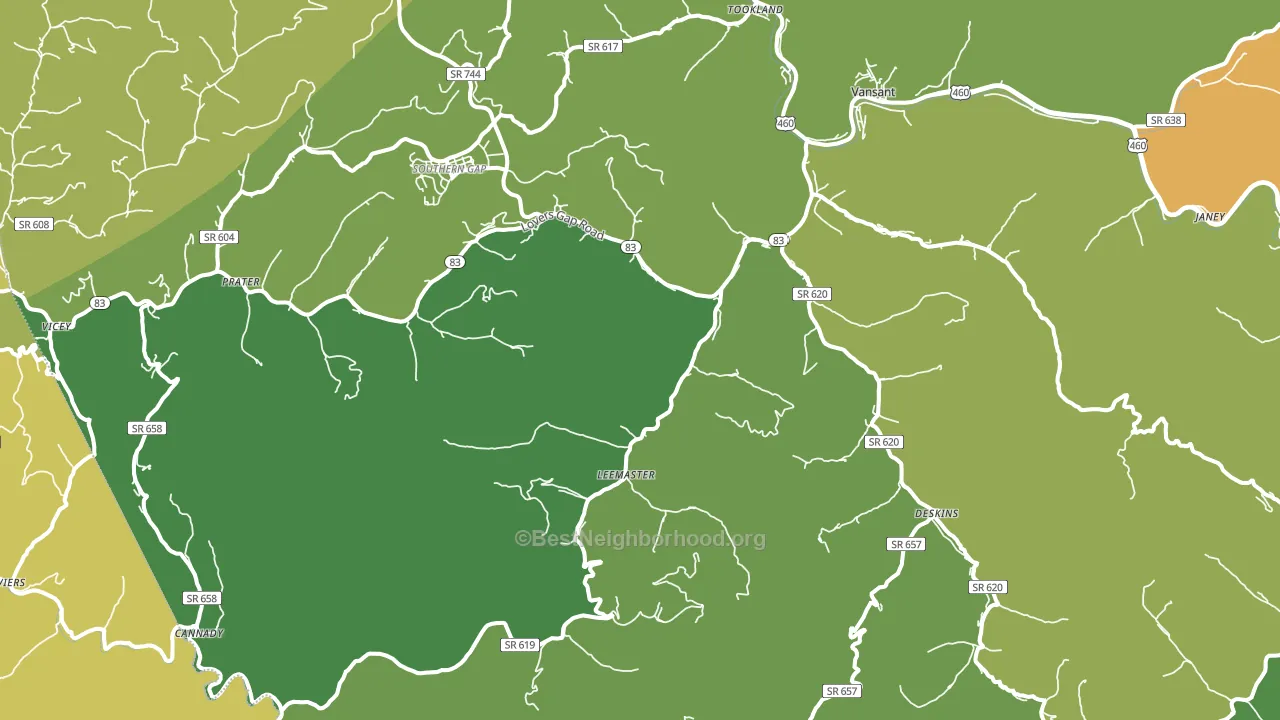Vansant, VA block-group voter-turnout map