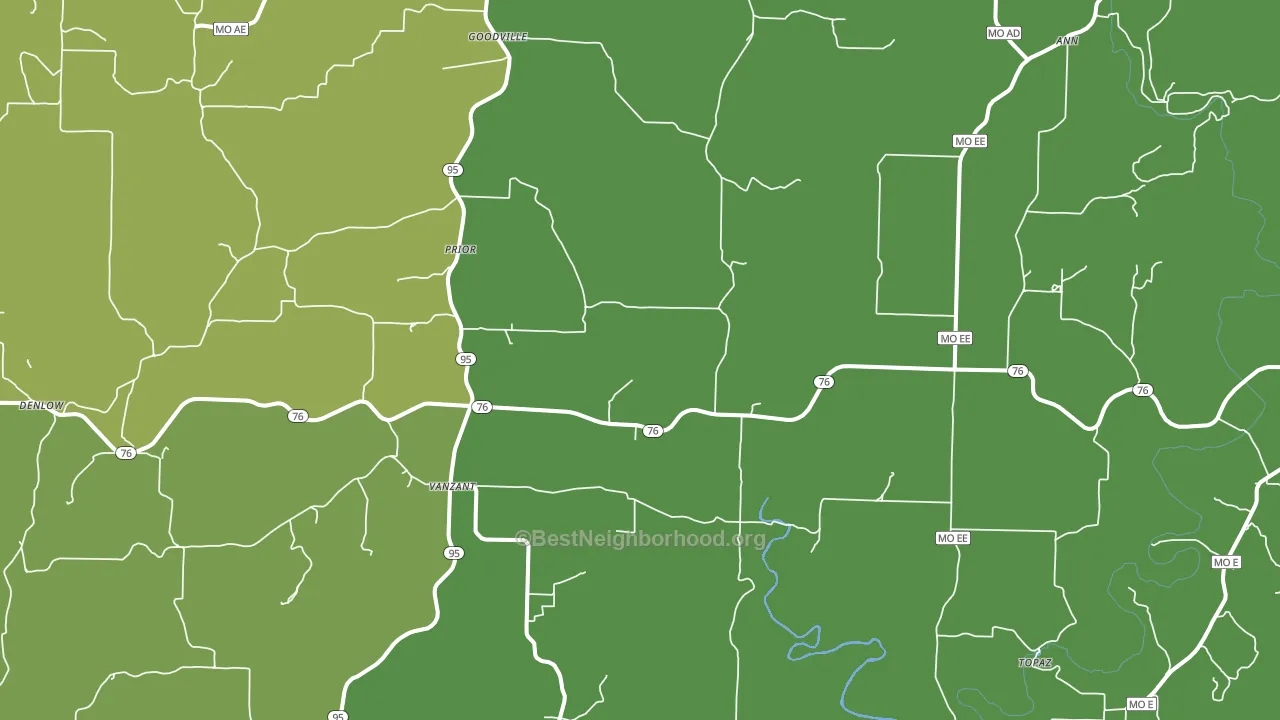 Vanzant, MO block-group voter-turnout map