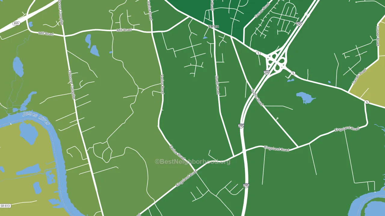 Varina, VA block-group voter-turnout map
