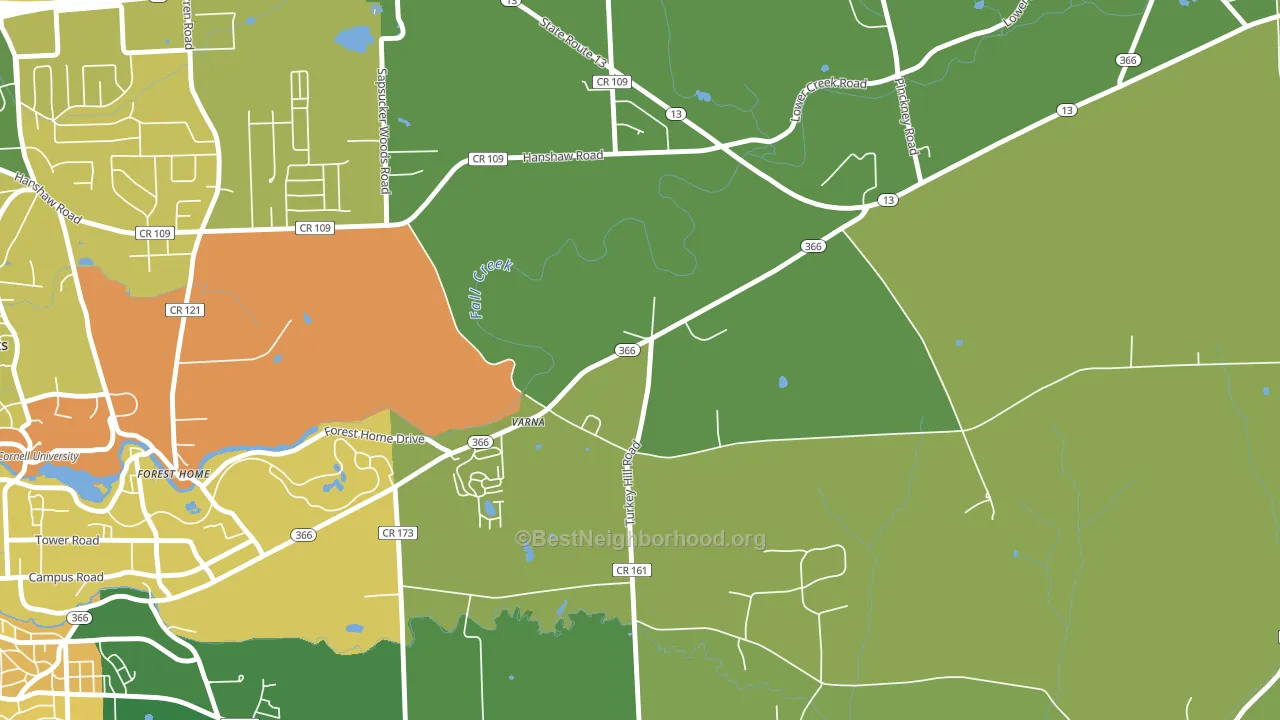 Varna, NY block-group voter-turnout map