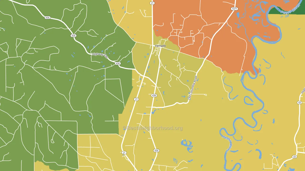Varnado, LA block-group voter-turnout map