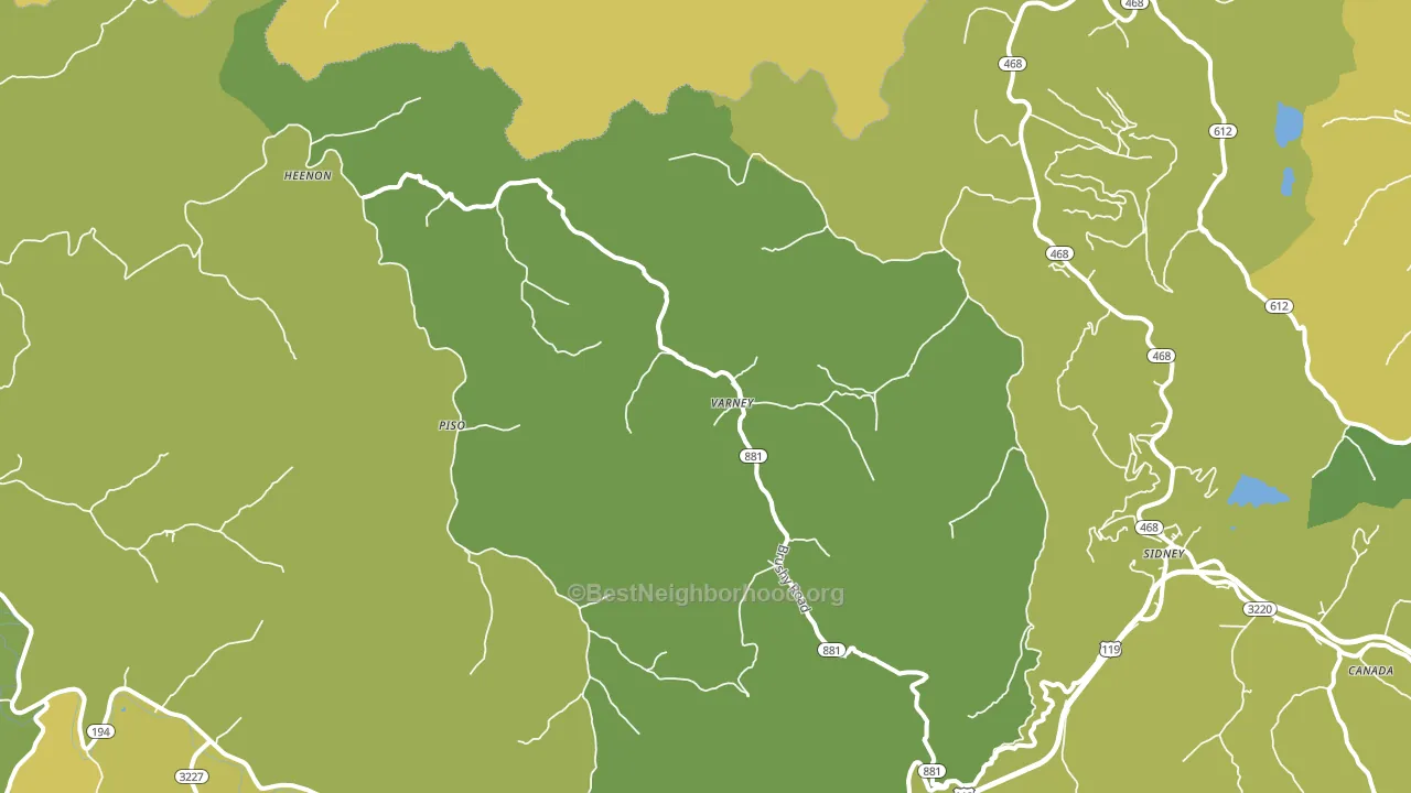 Varney, KY block-group voter-turnout map