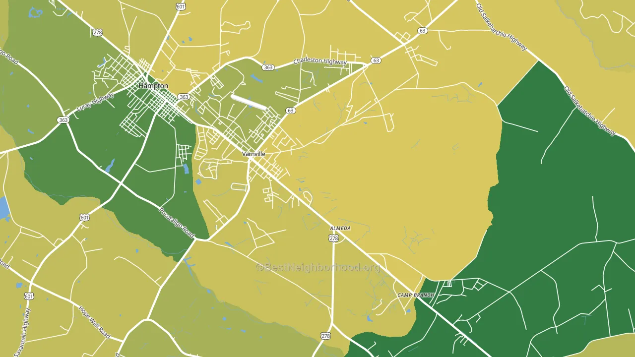 Varnville, SC block-group voter-turnout map