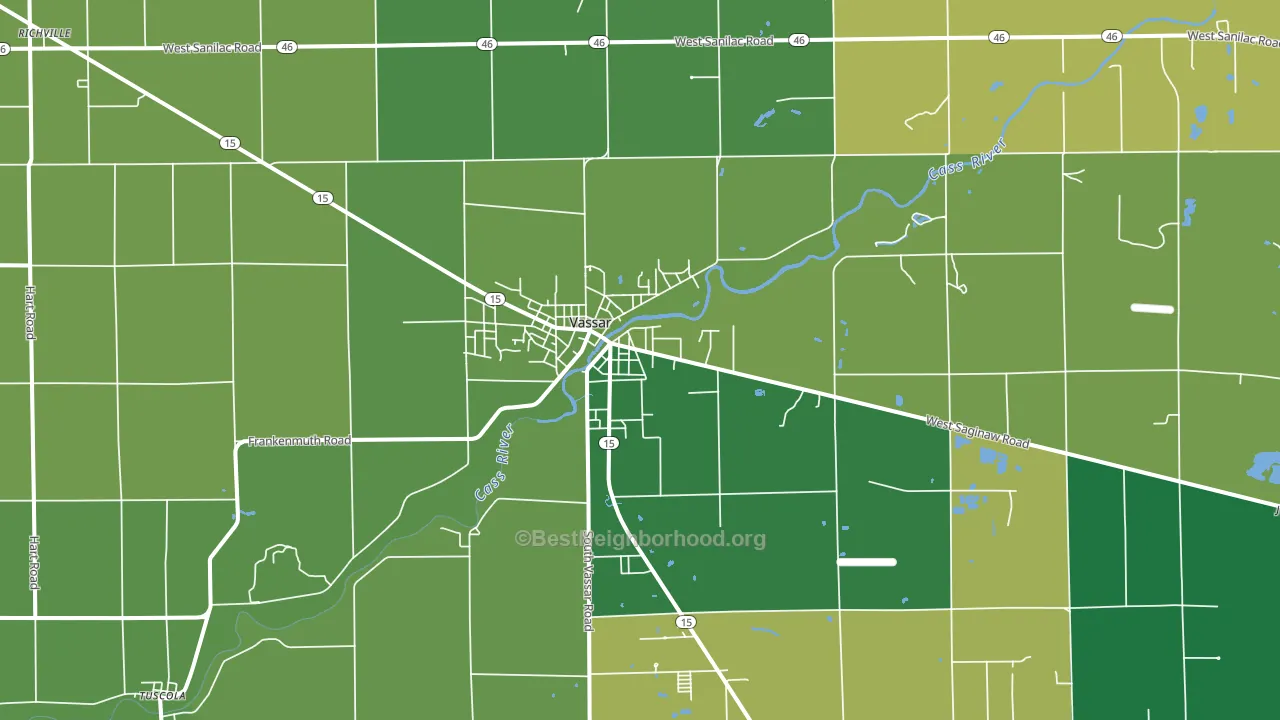 Vassar, MI block-group voter-turnout map