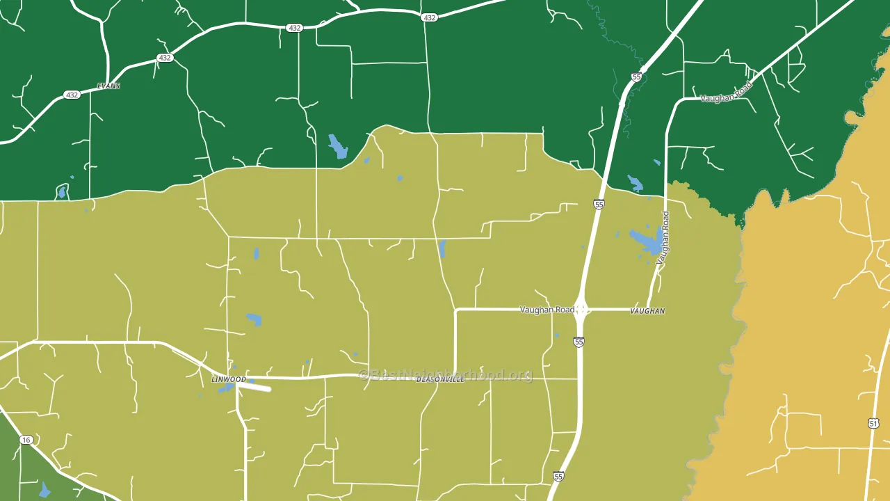 Vaughan, MS block-group voter-turnout map