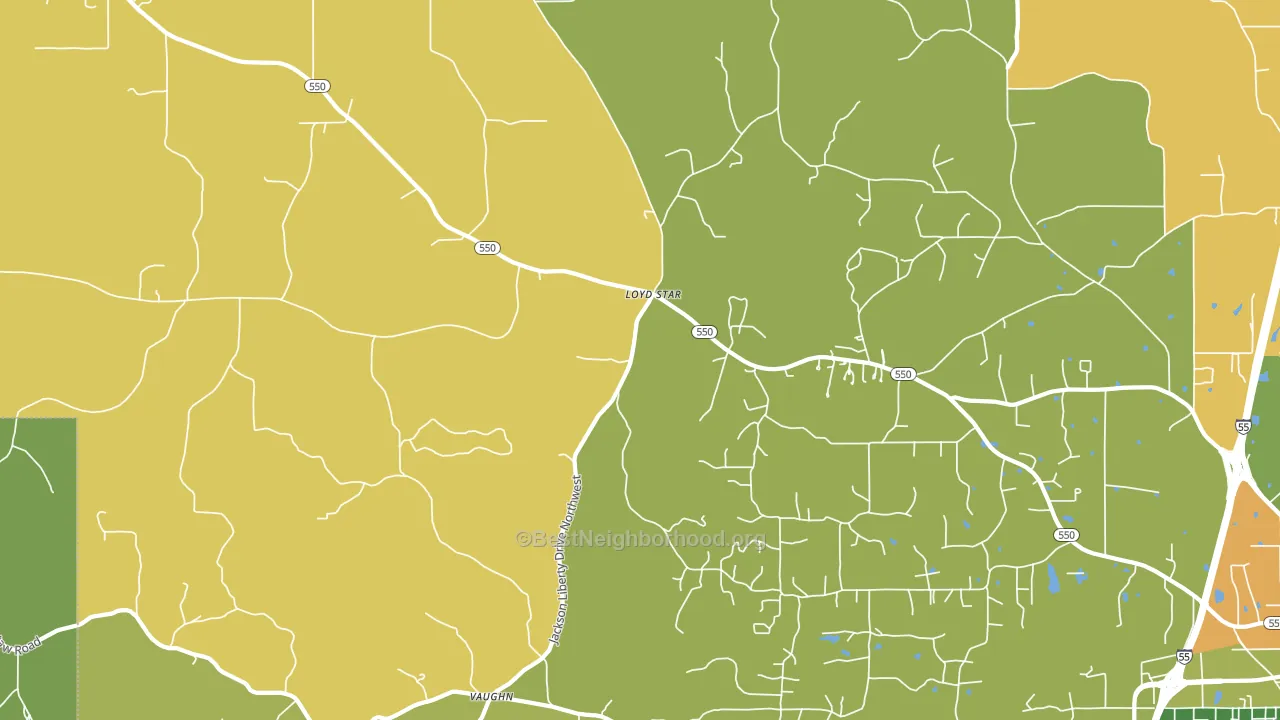 Vaughn, MS block-group voter-turnout map