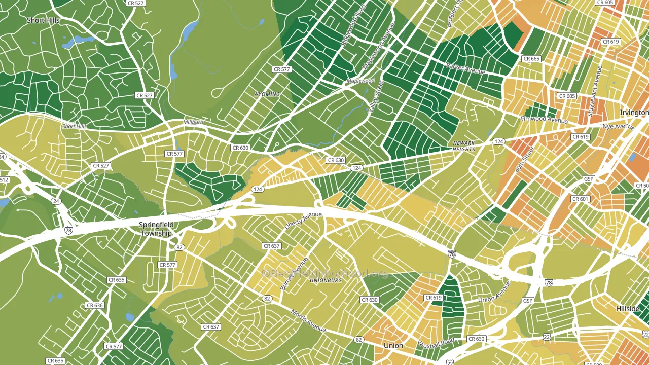 Vauxhall, NJ block-group voter-turnout map
